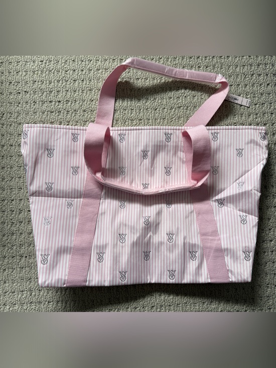 Victoria's Secret Handbags - Victoria secret Pink Striped Tote Bag with rhinestone detail
